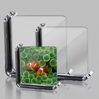 Cadre photo en verre avec support acrylique transparent brillant 14.5*14.5cm