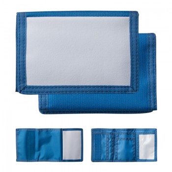 Portefeuille scratch en nylon couleur bleu avec surface imprimable 12.8*8.2cm