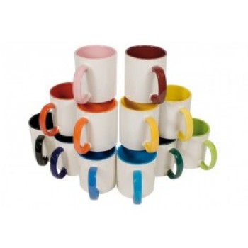 Mug blanc sublimable avec intérieur et anse coloré Cdt 36 pieces (panachable)