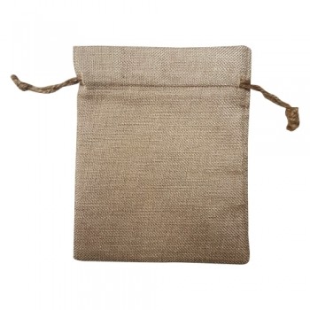 Lot de 5 sacs à cadeaux en tissu imitation chanvre - Beige - 17 x 21 cm